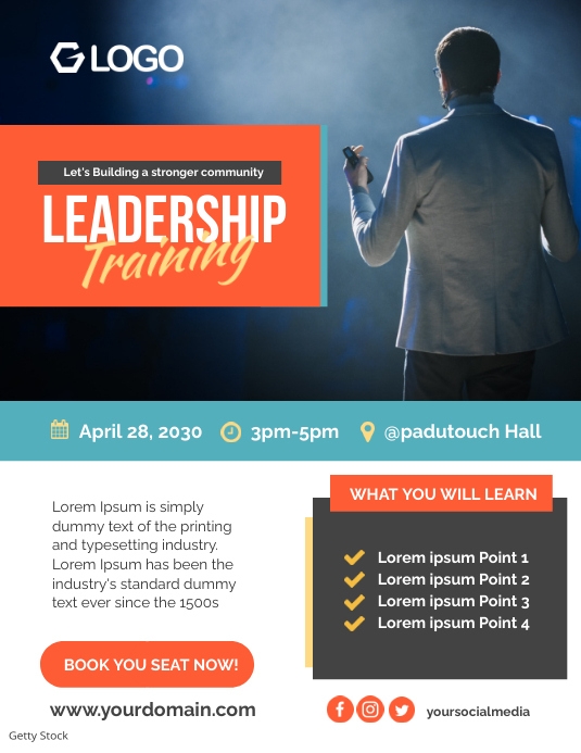 Training Programme Flyer Example Leadership Training Flyer Template | PosterMyWall