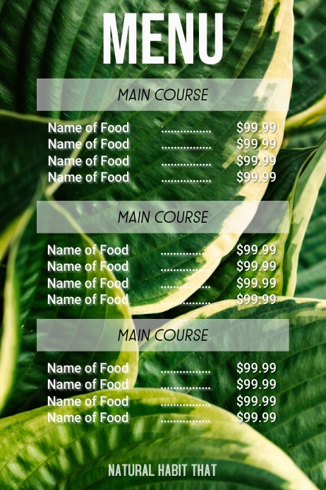 Leaf Menu 001 Poster template