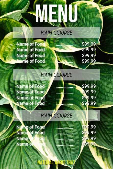 Leaf Menu 002 Poster template