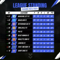 League Standing Soccer Match Instagram Post template