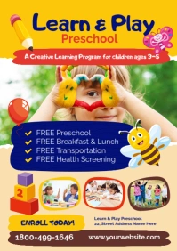Learn & Play Preschool Flyer Ad A4 template