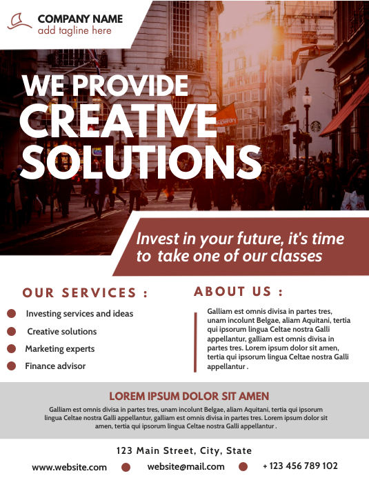 Pubblicitario Di Progettazione Del Modello Di Volantino Di Marketing Di E Investimento Postermywall