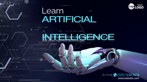 Пурпурный Artificial Intelligence Learning Twitter-opslag Template