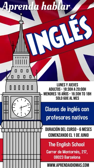 Learn English Aprenda Inglés Curso Video Ekran reklamowy (9:16) template