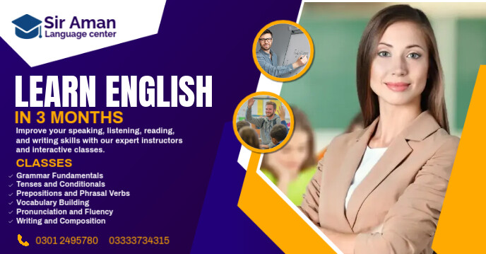 Learn english banner Facebook 小组封面图片 template