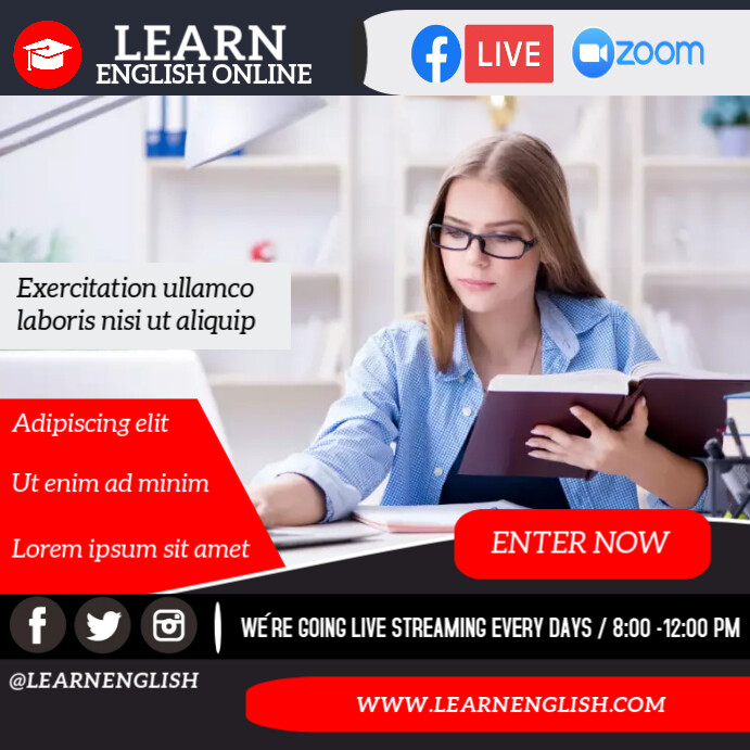 LEARN ENGLISH Template | PosterMyWall