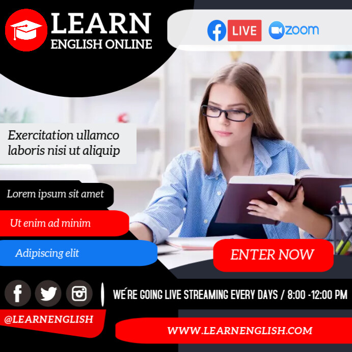 LEARN ENGLISH Template | PosterMyWall