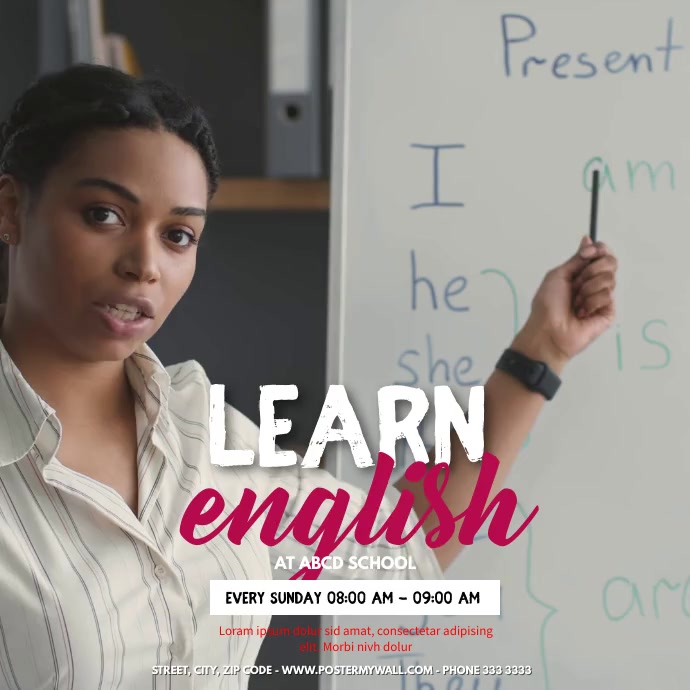 Language Lesson Post Learn English Lesson Template | PosterMyWall