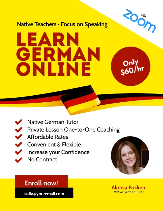 Copy of Learn German Online Flyer Template | PosterMyWall