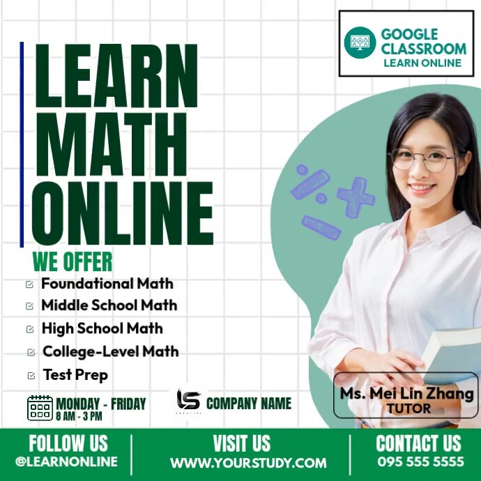 LEARN MATH ONLINE Instagram Post template