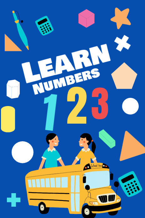 Learn numbers poster template Affiche