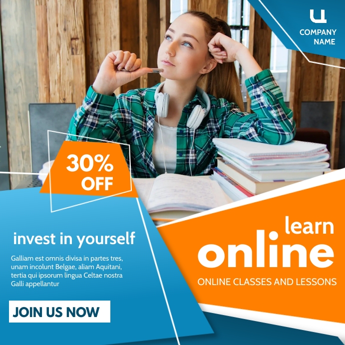 Tutorial Class Posts learn online instagram post classes advertise Template | PosterMyWall