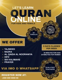 Learn Quran Online Class poster flyer Templat template