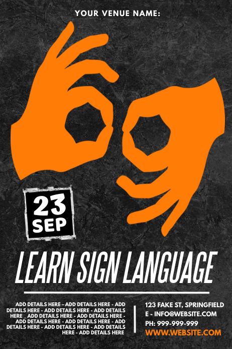 Learn Sign Language Poster Template | PosterMyWall