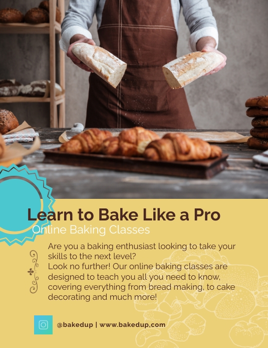 LEARN TO BAKE ONLINE AD FLYER Template | PosterMyWall