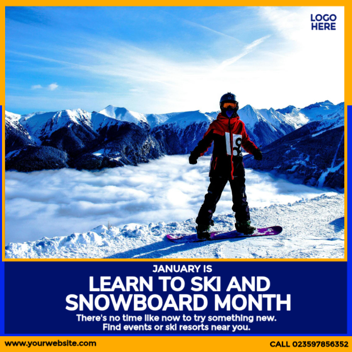 Ski And Snowboard Promotion Template | PosterMyWall