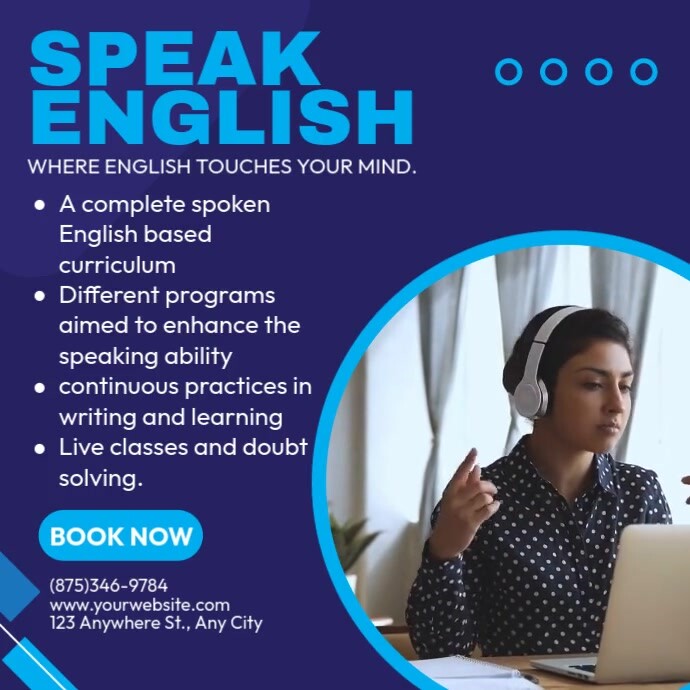 Language Learning Ad Learn to Speak English Ads Template | PosterMyWall
