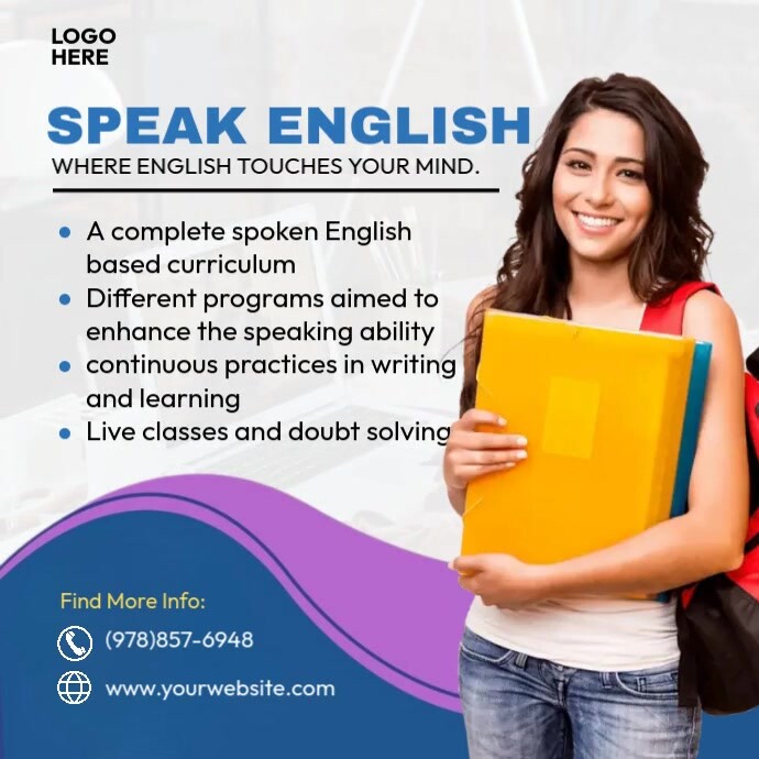 Learn to Speak English Instagram Post template