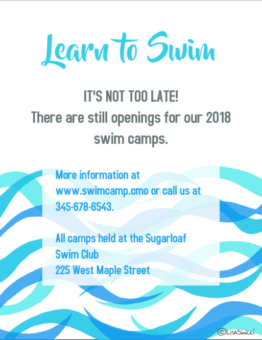 Learn to swim flyer template PosterMyWall