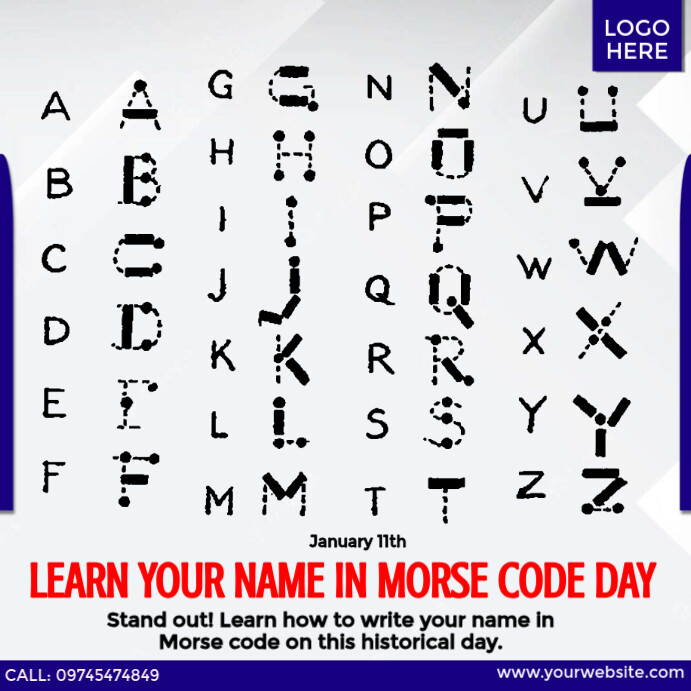 Learn Your Name In Morse Code Day Instagram Post template