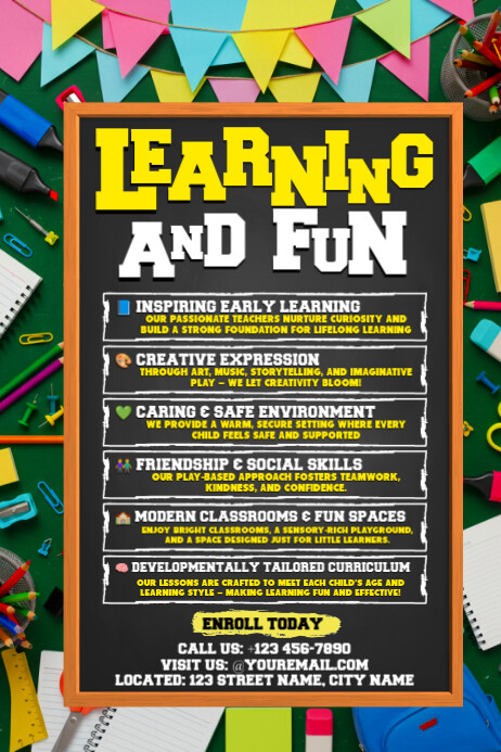 Learning & Fun: The Perfect Start Poster template
