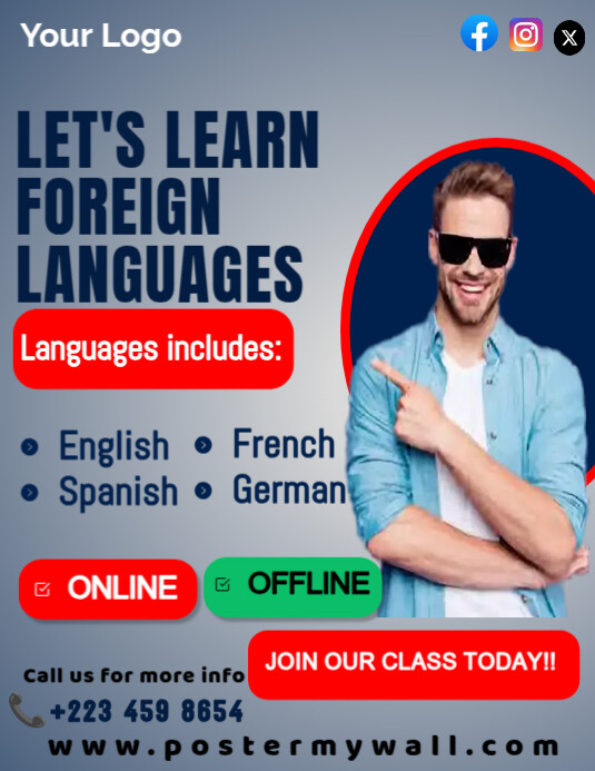 Learning a foreign language design template Flyer (US Letter)