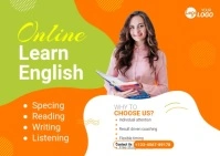Learning English Course Ad Postcard template
