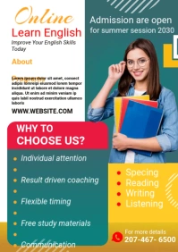 Learning English Course flyer A4 template