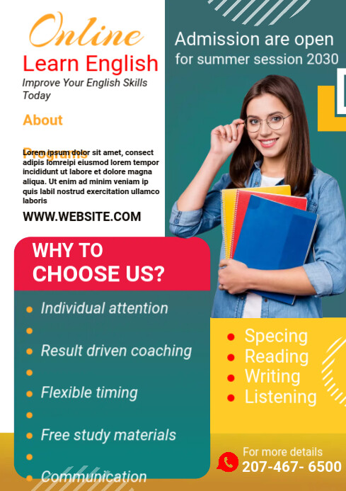 Learning English Course flyer Template | PosterMyWall