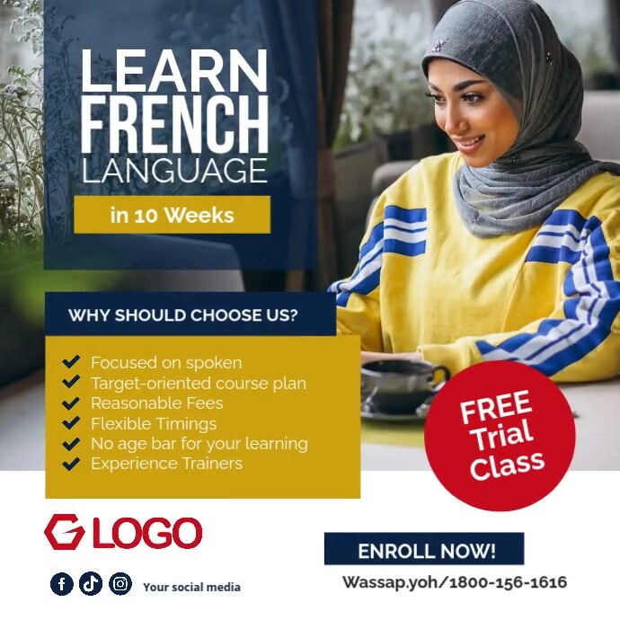 French Instragam Learning French Online Instagram Template | PosterMyWall