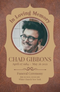 Leather Vintage Funeral program Half Page Wide template