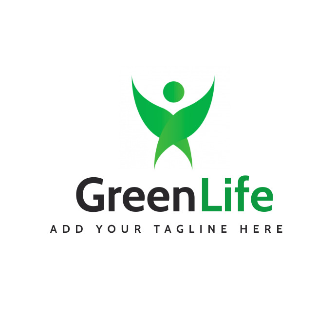 leaves, man icon , green and grey logo templa Logotyp template