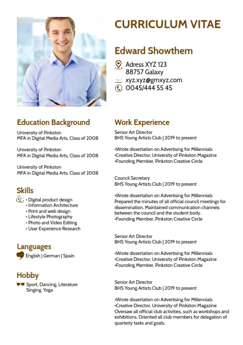 Lebenslauf Skills Card Curriculum Vitae Cv Template
