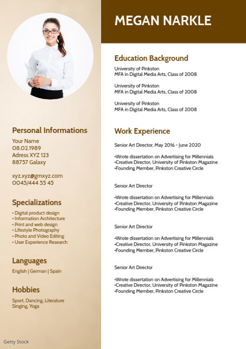 Lebenslauf Skills Card Curriculum Vitae Cv Template Postermywall Lebenslauf Template
