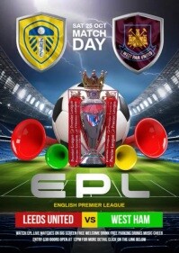 Leeds united vs West ham A6 template