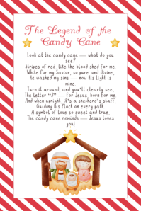 Legend of the candy cane gift tag printable Cartel de 4 × 6 pulg. template