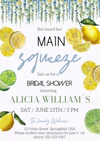 Lemon Bridal Shower Invitation A6 template