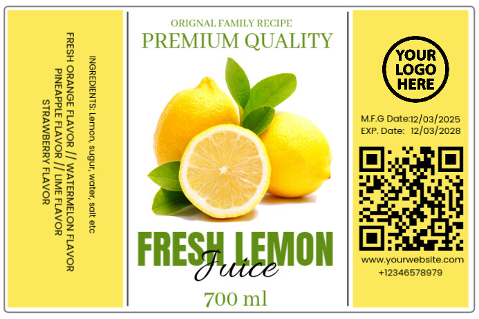 Lemon juice label design Template | PosterMyWall