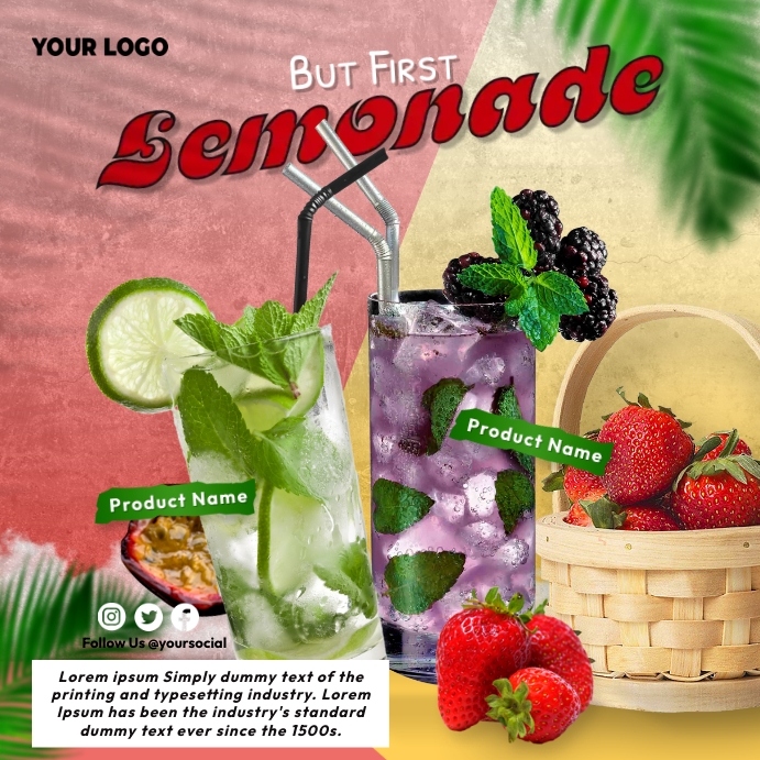 Lemonade Design Ad Lemonade Ads Template | PosterMyWall
