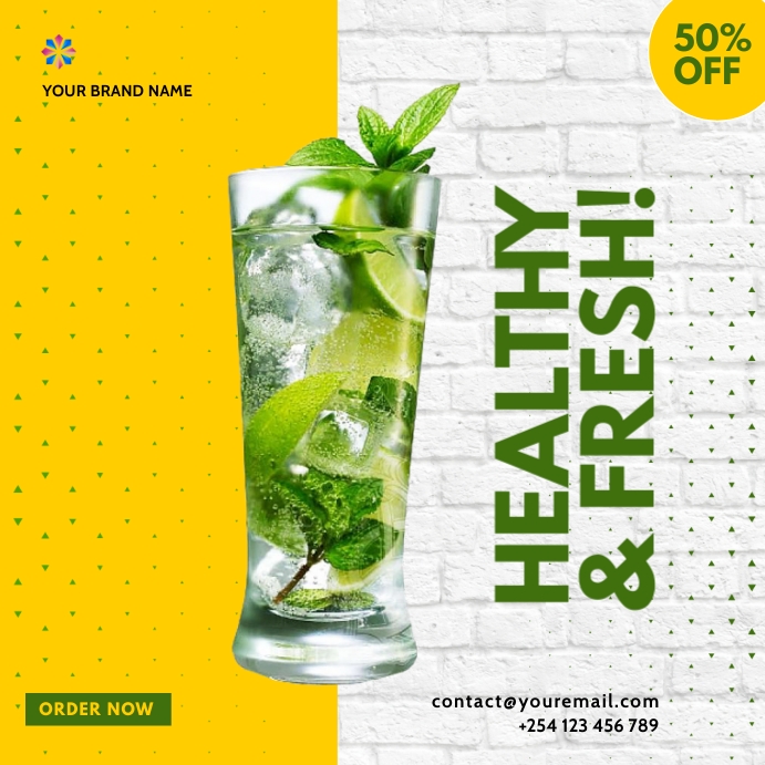 lemonade food menu restaurant sale flyer Square (1:1) template