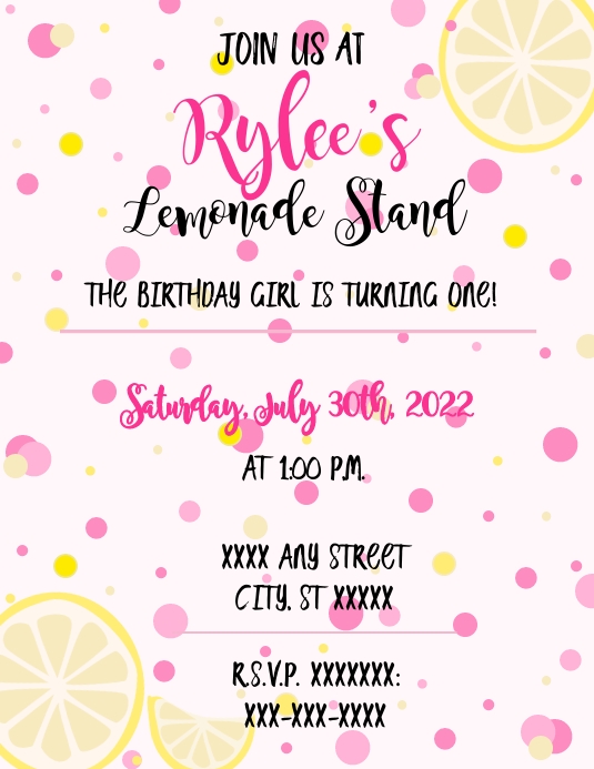 Image 8 for Lemonade Stand Invitation Template Free