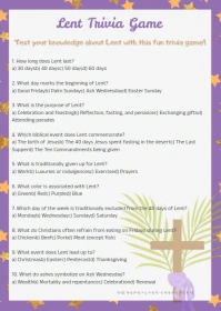 Lent Trivia Game A6 template