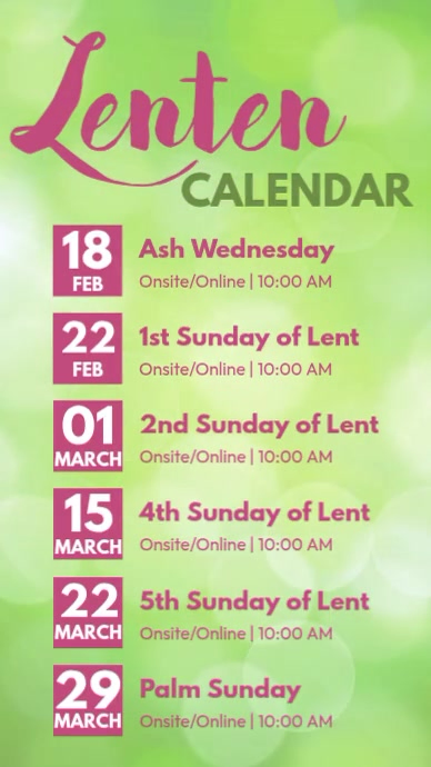 Calendar Ad Sample Lenten Calendar Instagram Reel Template | PosterMyWall