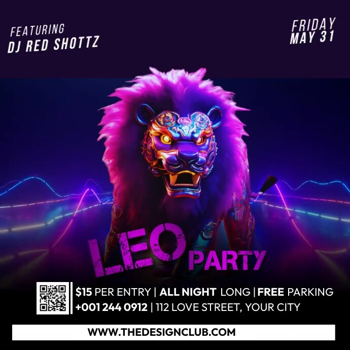 leo party template Instagram Post
