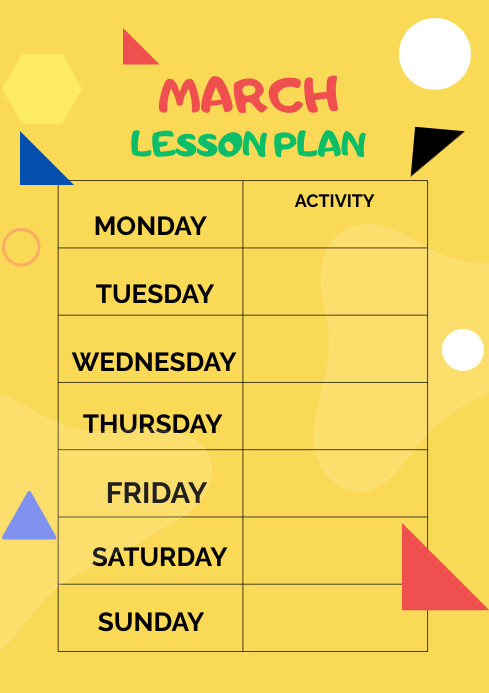 Lesson plan A4 template | PosterMyWall