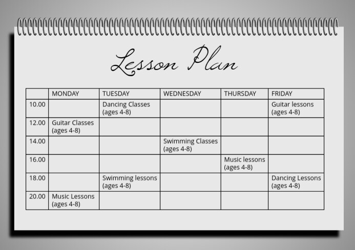 Copy of Lesson Plan Timetable Schedule Template | PosterMyWall