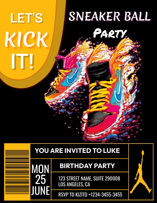 Let's Kick It Party Invitations Design Flyer (US Letter) template