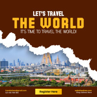 Let’s Travel the World Social Media Post Design – Discover the Beauty Beyond Borders Сообщение Instagram template