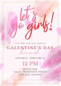 Let's Go Girls! Galentine's Day Invitation A6 template