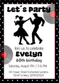 Let's Party 60th´ Birthday invitation A6 template